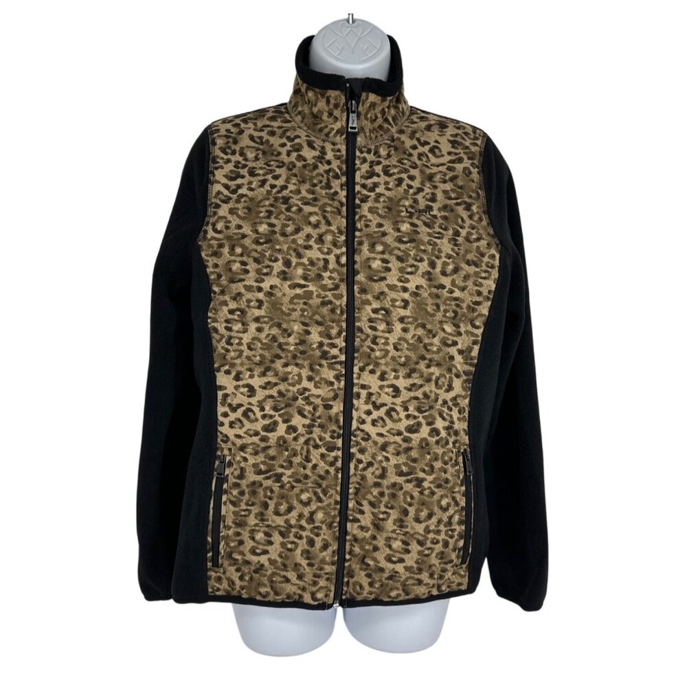 Lauren Ralph Lauren Active Animal Print Fleece Full Zip Jacket Size PM